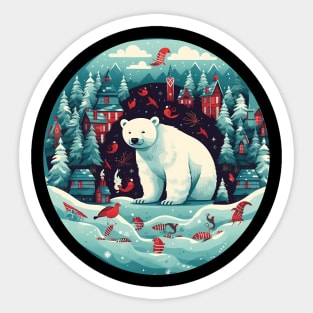 Polar Bear in Ornament, Love Bears Sticker